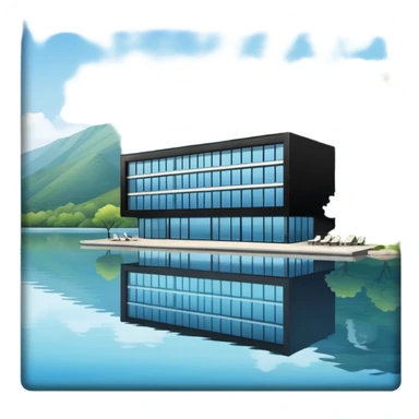 hotel by a lake sticker