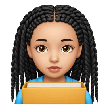 Teen light skin girl with black box braids and long lashes  sticker