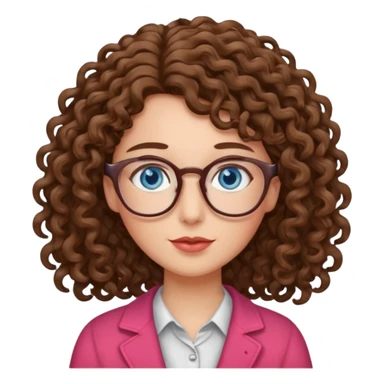 teacher blue eyes glasses curly brown hair long kind valentine sticker