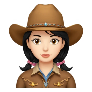 Cow girl with black hair brown eyes  sticker