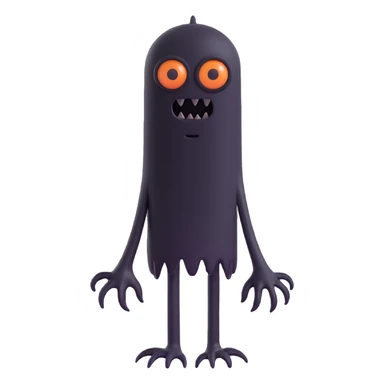 emoji of a tall, faceless black monster with elongated limbs, unsettling and dark, no text sticker