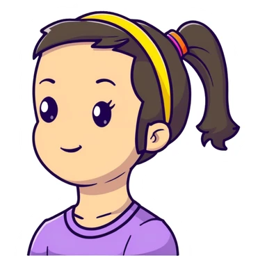 girl with ponytail and colorful headband sticker