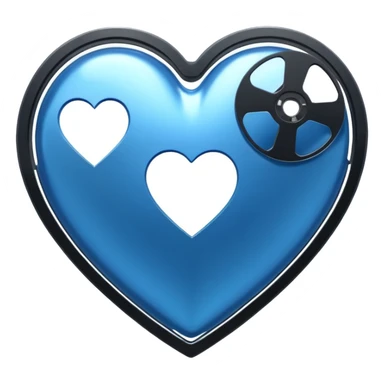 blue heart with a film reel sticker