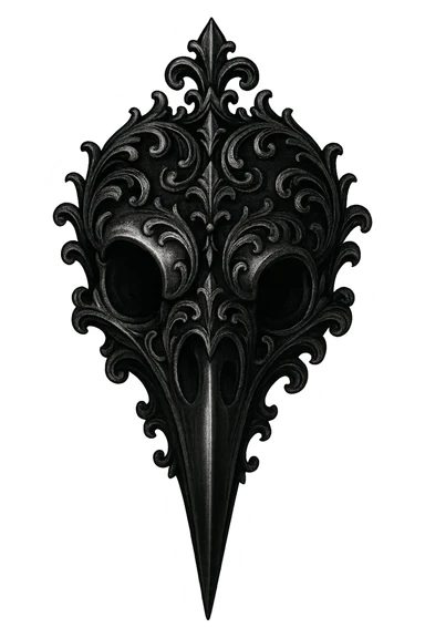 gothic raven skull, black and silver, ornate and dramatic, no background sticker