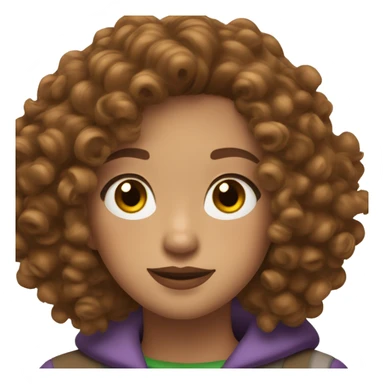 curly girl with brown bob hair brown eyes with freckles in AirPods Pro green sticker