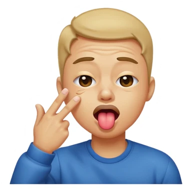 Dabbing person sticking their tongue out with their eyes squinted sticker