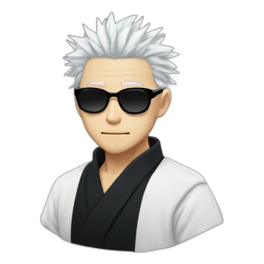 Gojo satoru from jujutsu kaisen, white hair, round black sunglasses sticker