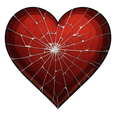 digital illustration of a heart with a shattered glass effect, no background sticker