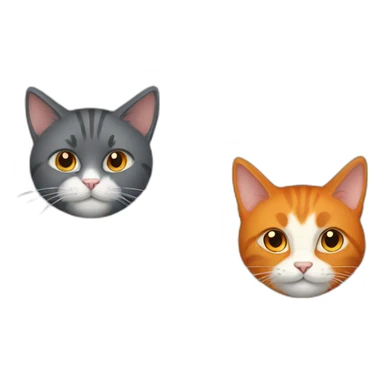 2 cat one Dark grey cat long hair and orange cat  sticker