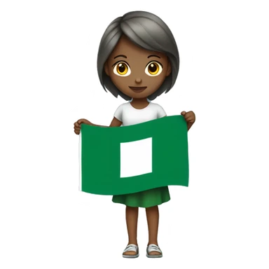 Girl holding Nigeria flag  sticker