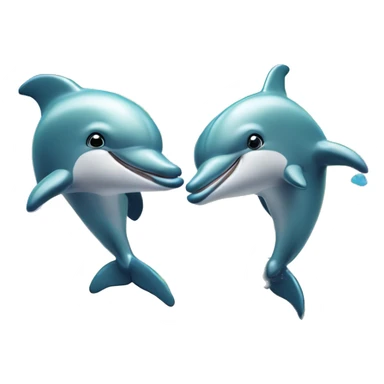  pair of dolphins leaping through a heart-shaped rainbow splash sticker