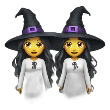 two girls witch ghost costumes sticker