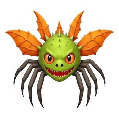 A bat with acid all in his body and his eyes  replaced with shark teeth and his hand in his back ( four hand) and his spines will be very spiky  and his leg will like a spider and last his eyes or 4 eyes will be in his hands and the colour of the eyes will orange and black sticker