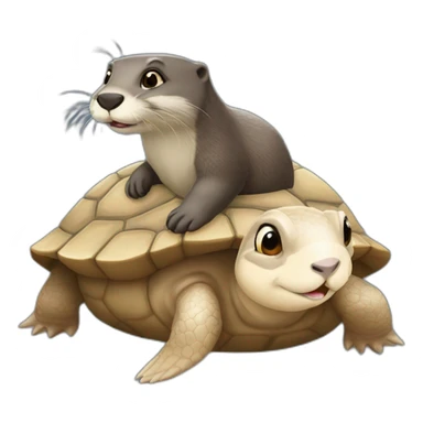 Une loutre sur une tortue avec un lapin sticker