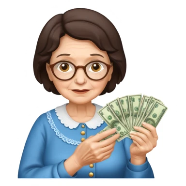 Granny brunette, with money in her hands sticker