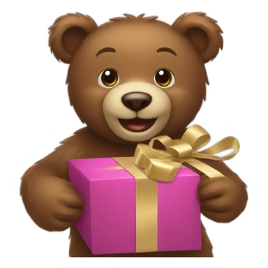 happy bear wrapping a present sticker
