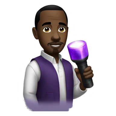 p diddy holding a purple flashlight  sticker