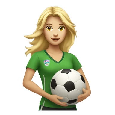 blond woman spinning a soccer ball on her hands sticker