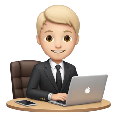 working laptop person suit happy sticker