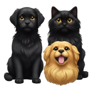 golden retriever and a black persian cat together  sticker