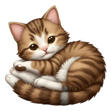 dark brown tabby and white kitten sleeping upside down on its back sticker