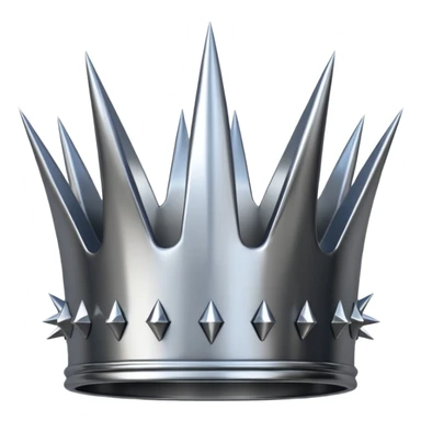 A spiked crown emoji made of silver chrome, sharp yet rounded metallic spikes, glossy reflections, aggressive luxury swag aesthetic, iOS emoji style, centered, clean white background sticker