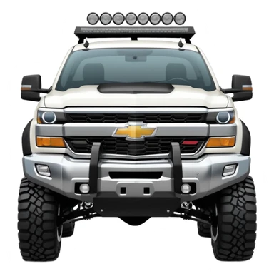  Chevrolet 2500 2022 crew cab. A ferocious truck featuring a vivid white base and black off road front bumper and chrome off road wheels. Emphasize sharp, high-contrast black streaks across the body, creating a look of aggressive, explosive energy. sticker