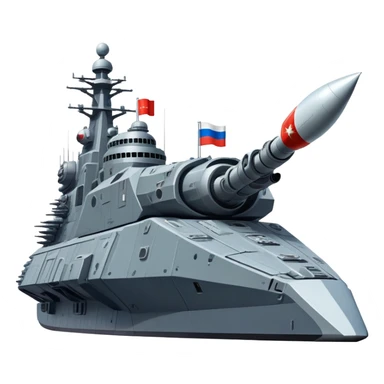 Colossal Russian space warship with flag coloration and heavy armaments sticker