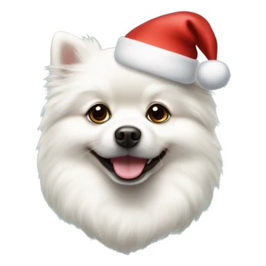 White dog pomeranian shpitz wearing Christmas hat  sticker