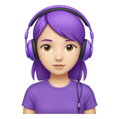 girl with purple headphones and tshirt sticker
