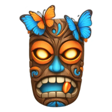 Tiki with colors blue and orange-butterfly-tornado sticker