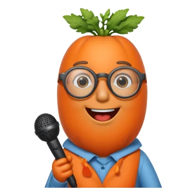 singing carrot wearing glasses with microphone sticker