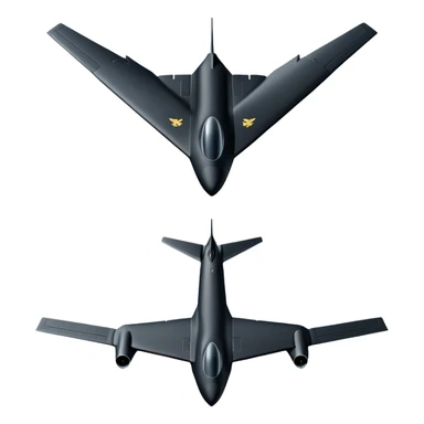 B-2 Spirit bomber - Northrop B-2 (Model Year: 2021) (Iconic colour: Stealth black) - A sleek, stealth bomber with smooth, angular contours and a matte jet-black finish. Emphasize a futuristic, minimalist design with a seamless fuselage, low-profile wings, and an overall intimidating stealth aesthetic. sticker