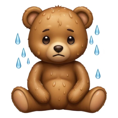 Sad teddy bear in the rain sticker
