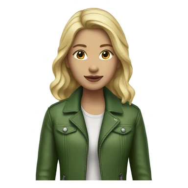 Light-skinned blonde with medium length in a green leather jacket sticker