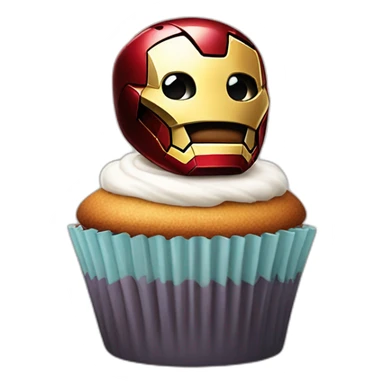 Happy cupcake with iron man sitting on it  sticker