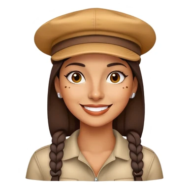 stylish latin-american woman wearing a cap and smiling with a small mole mark on her right chin sticker