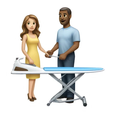  ironing board couple white man white woman with brown hair sticker