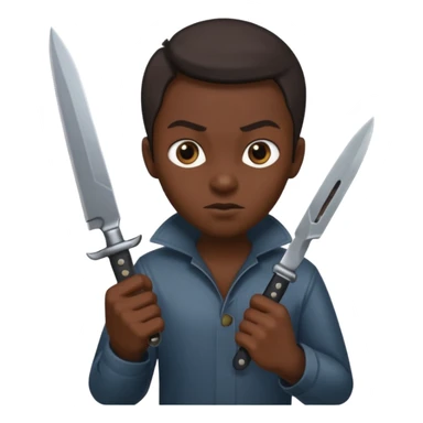 a evil face with a knife in their hand and te emoji tu be just the head and the hand with the knife sticker