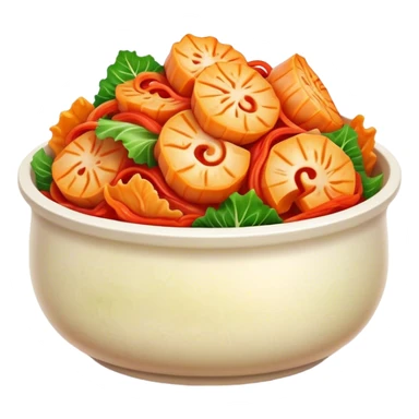 Cinematic Realistic Kimchi Dish Emoji, depicted as a vibrant fermented cabbage dish with a spicy kick rendered with detailed textures and dynamic, appetizing lighting. sticker