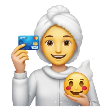 Happy emoji with creditcard in hand and a pile of powder sticker