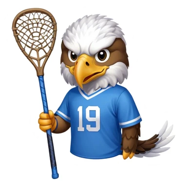 Eagle with lacrosse stick blue jersey sticker
