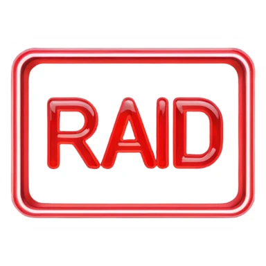 a rectangular neon sign that says RAID sticker