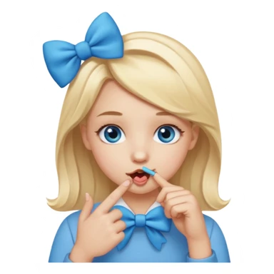 Emoji que se este mordiendo el dedo y que la persona tenga un moño coqueto sticker