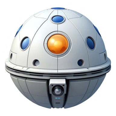 a realistic, spherical spaceship shaped like a ball, with a smooth surface and realistic details. Like a cst-100 spaceship. sticker