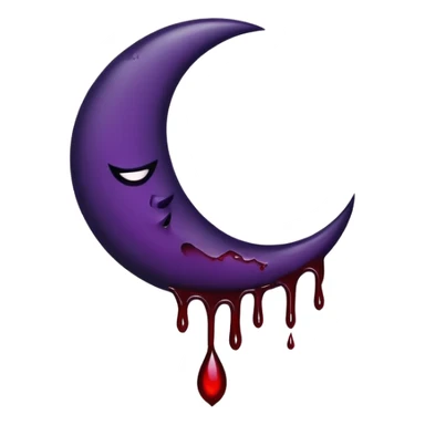 Black crescent moon with blood dripping from it dark purple sticker