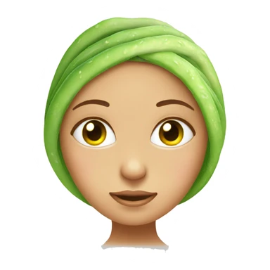 Girl face with cucumbers in her eyes, with a towel on her hair  sticker