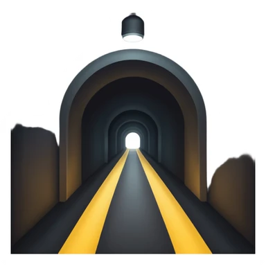 dark tunnel mysterious with faint light at the end, Google emoji style sticker