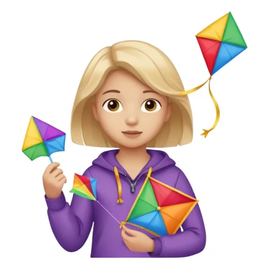 little girl kid holding kite in front of her chest sticker