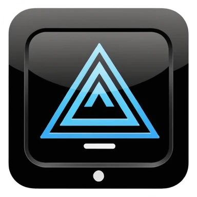 Minimalistic flat vector icon, iOS style, thin black contour on white background. Simple code window with a small play triangle in the corner, and a smartphone outline next to it. Clean, no text, no shadows sticker